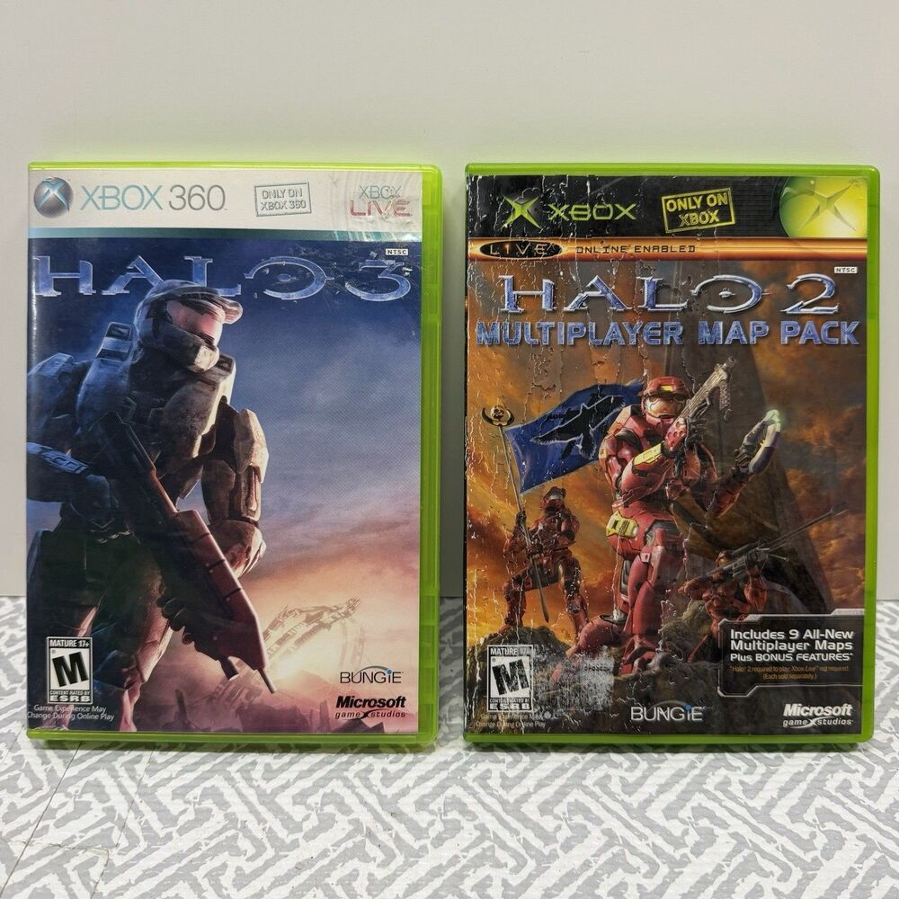 Halo 3 Xbox 360 + Halo 2 Multiplayer Map Pack Original Xbox Game Bundle Tested